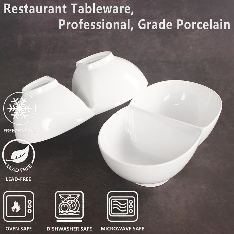 Creativity Home Creative Home Chip and Dip Bowl Set, Ceramic Divider Bowl, Plate, 1.55-Quart Moisture-Proof Cereal Bowl, Buffet Serving Set, Dishwasher, Microwave, Oven Safe, 11.8 Inch - Image 3